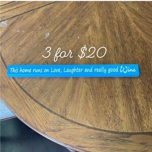 Poor Boy home decor blue & white Painted wood sign 18"x1.5"x3/4"  3itemsfor$20